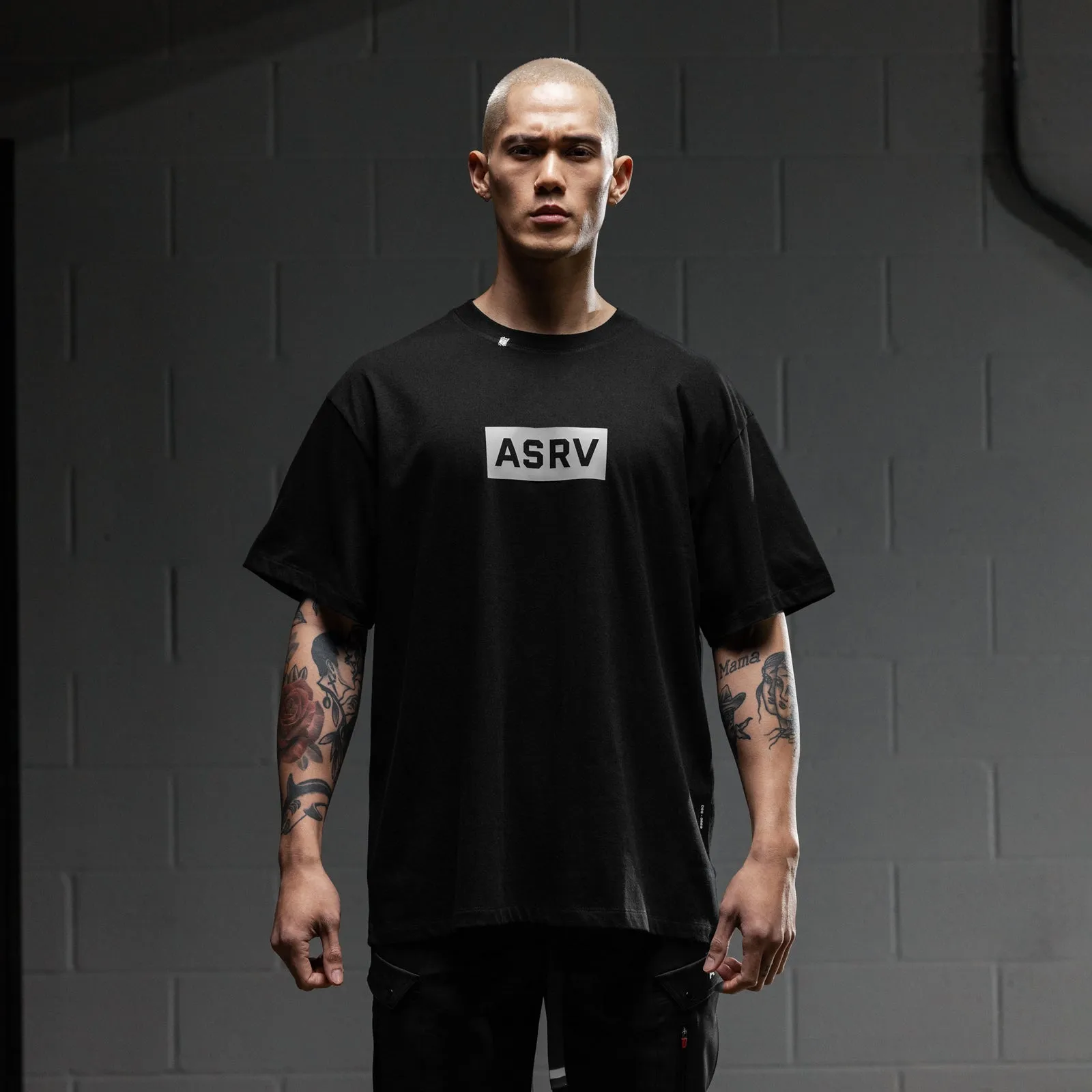 0669. Technical Essentials Relaxed Tee - Black "Box Logo"