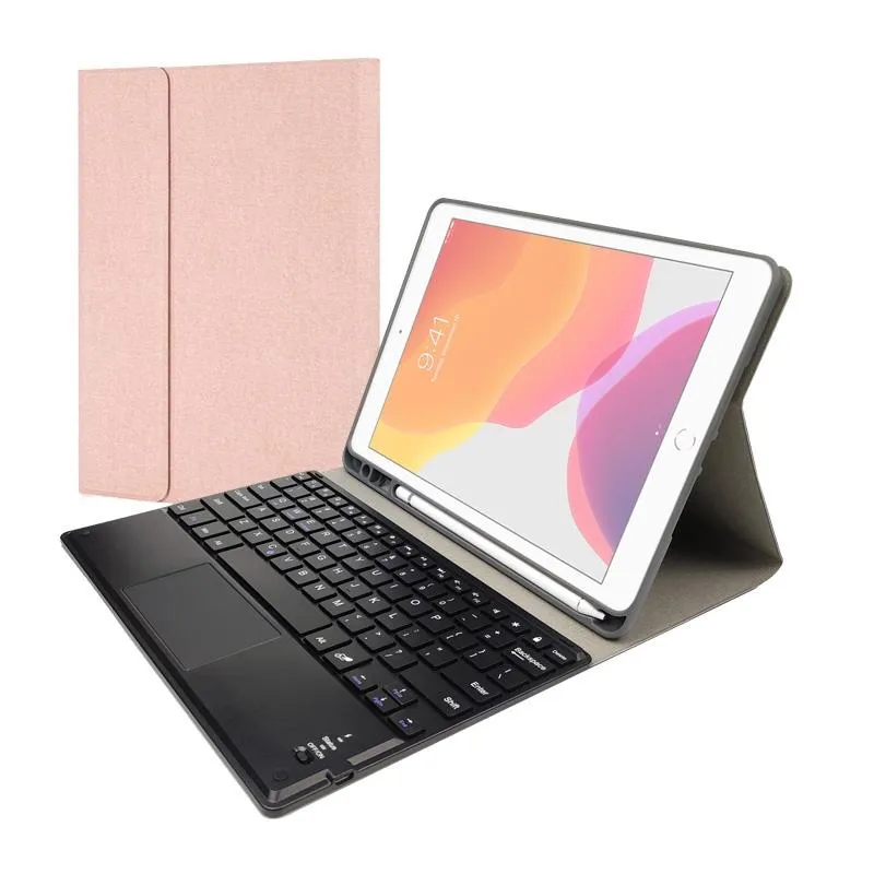 10.2 Ipad Keyboard Case With Touchpad Pen Slot & Bracket - Detachable Magnetic Silk Pattern Tpu