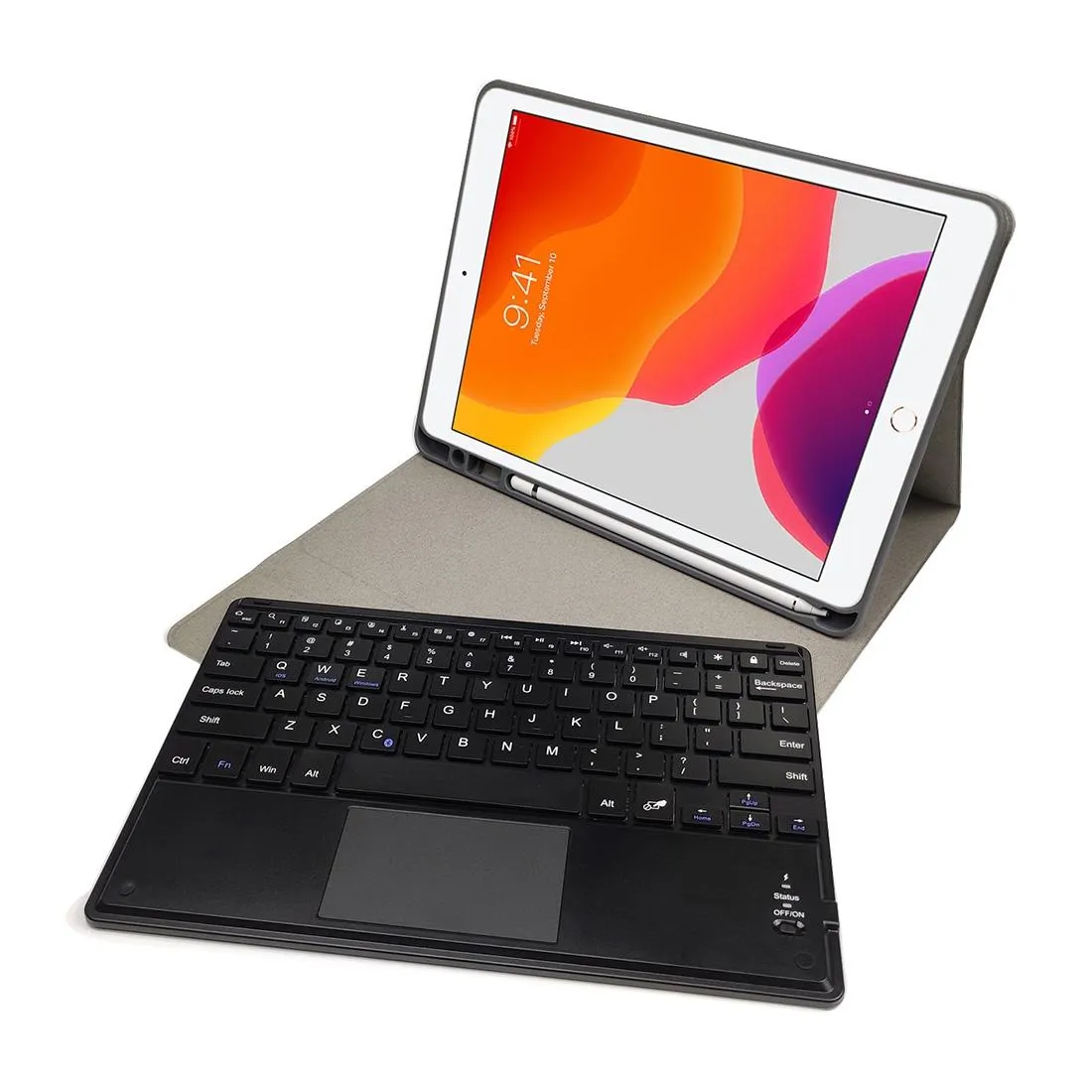 10.2 Ipad Keyboard Case With Touchpad Pen Slot & Bracket - Detachable Magnetic Silk Pattern Tpu