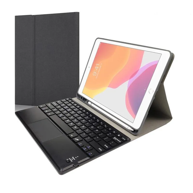 10.2 Ipad Keyboard Case With Touchpad Pen Slot & Bracket - Detachable Magnetic Silk Pattern Tpu