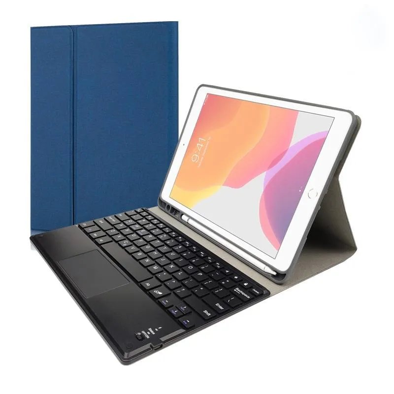 10.2 Ipad Keyboard Case With Touchpad Pen Slot & Bracket - Detachable Magnetic Silk Pattern Tpu