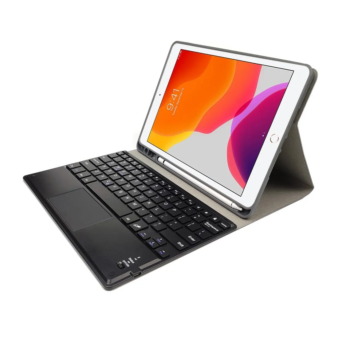 10.2 Ipad Keyboard Case With Touchpad Pen Slot & Bracket - Detachable Magnetic Silk Pattern Tpu
