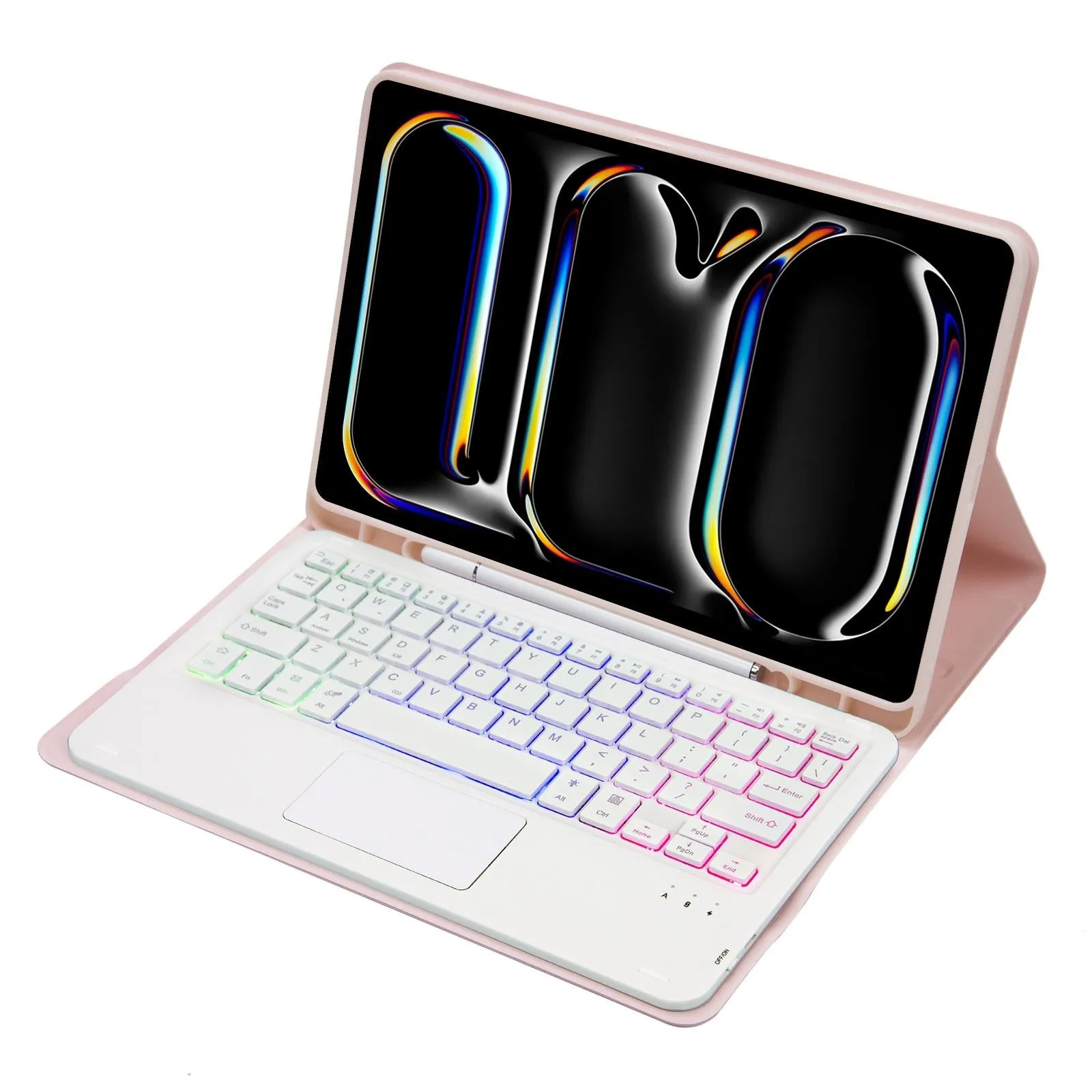 11 Lambskin Texture Bluetooth Keyboard Tablet Case With Pen Slot For Ipad Pro 2024