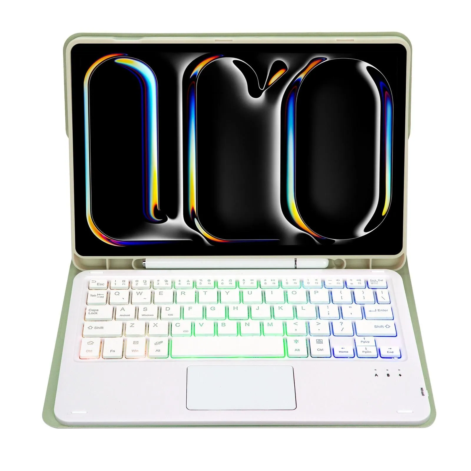11 Lambskin Texture Bluetooth Keyboard Tablet Case With Pen Slot For Ipad Pro 2024