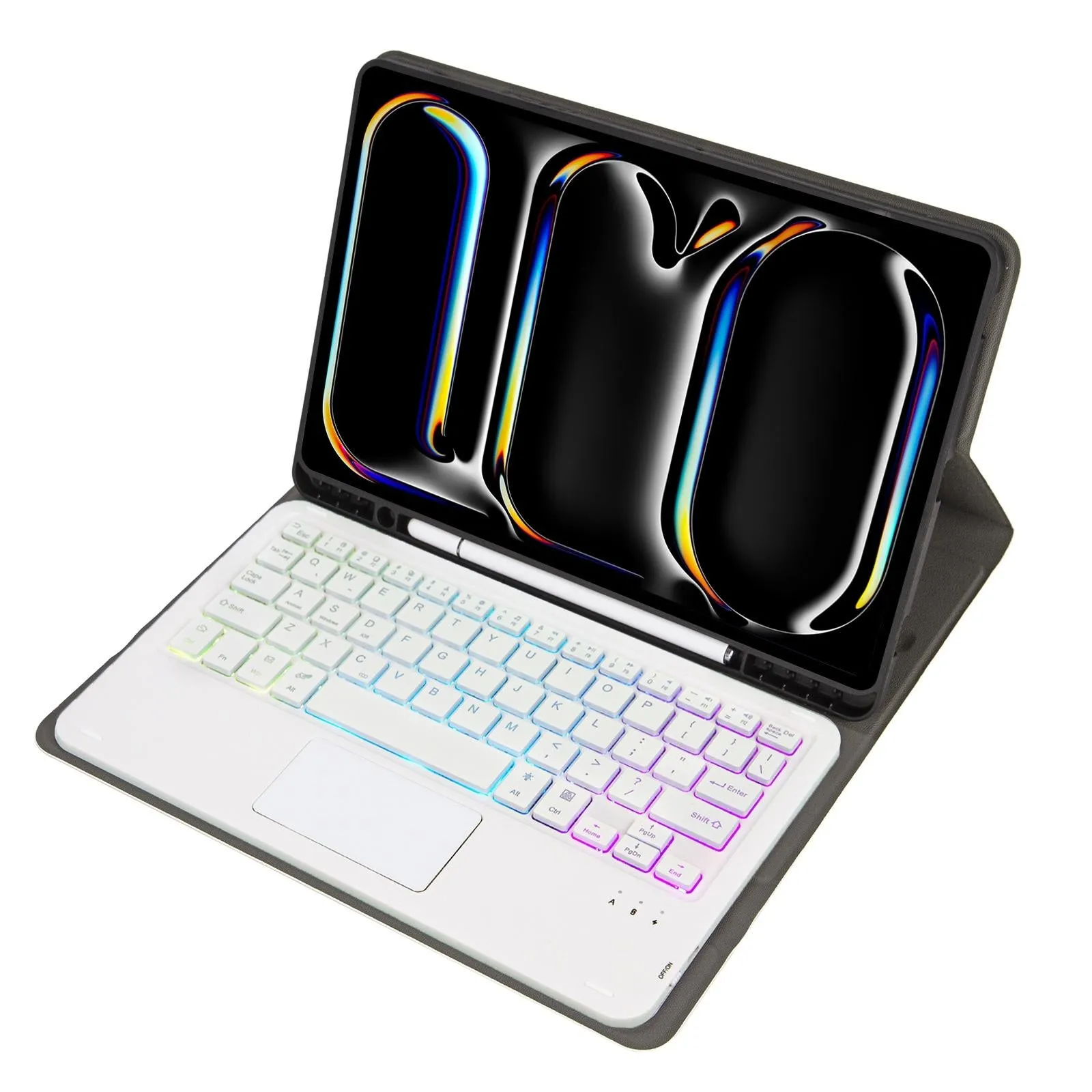 11 Lambskin Texture Bluetooth Keyboard Tablet Case With Pen Slot For Ipad Pro 2024