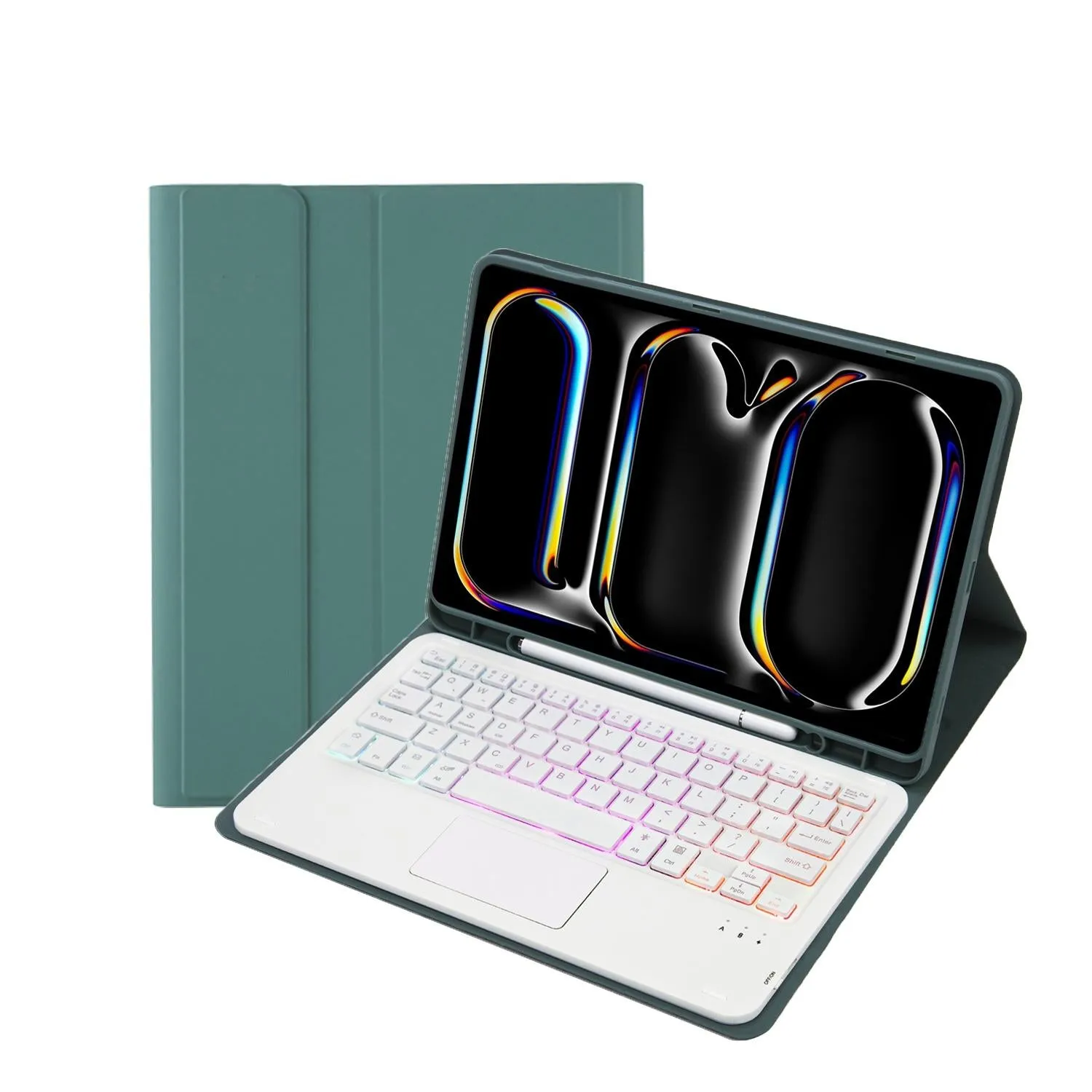 11 Lambskin Texture Bluetooth Keyboard Tablet Case With Pen Slot For Ipad Pro 2024