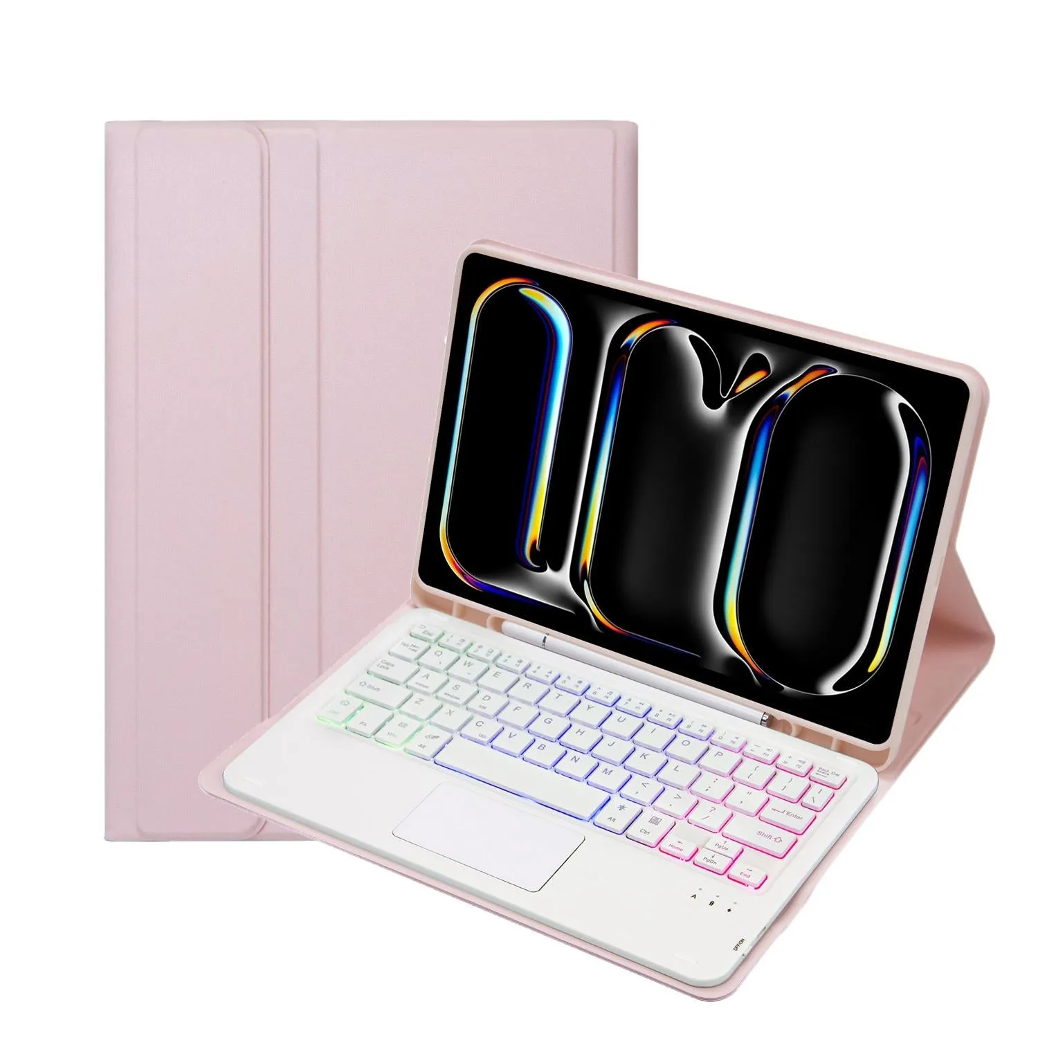 11 Lambskin Texture Bluetooth Keyboard Tablet Case With Pen Slot For Ipad Pro 2024