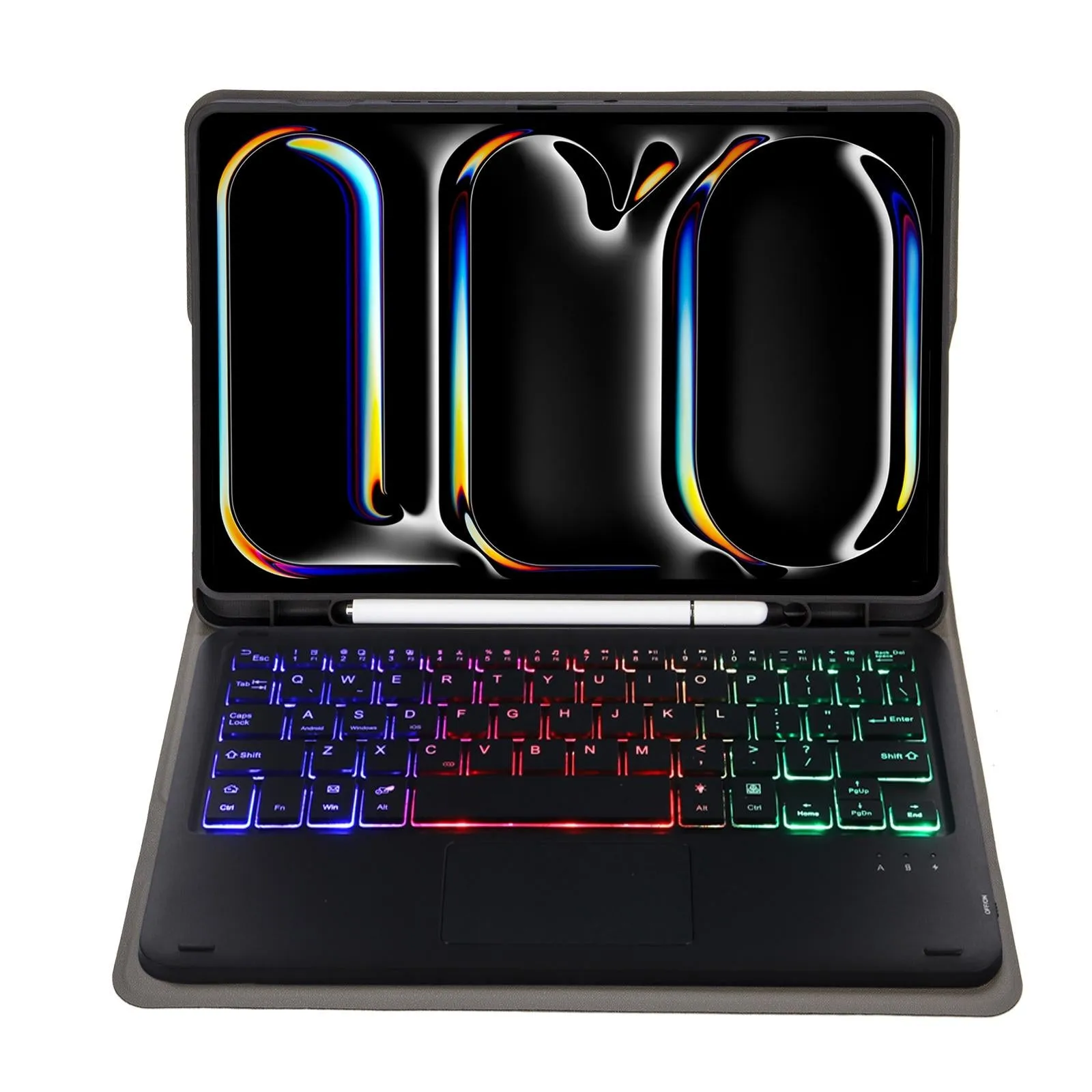 11 Lambskin Texture Bluetooth Keyboard Tablet Case With Pen Slot For Ipad Pro 2024
