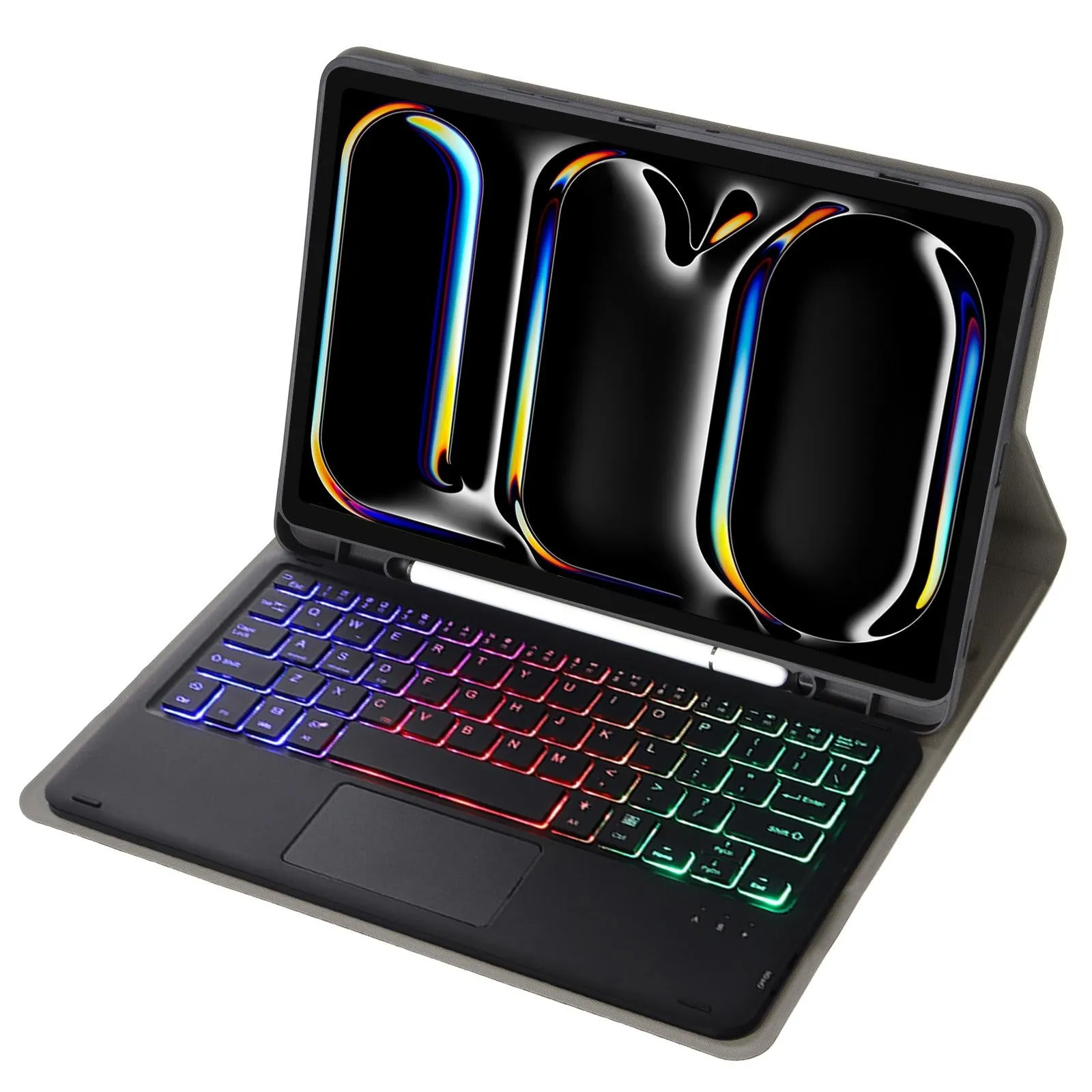 11 Lambskin Texture Bluetooth Keyboard Tablet Case With Pen Slot For Ipad Pro 2024