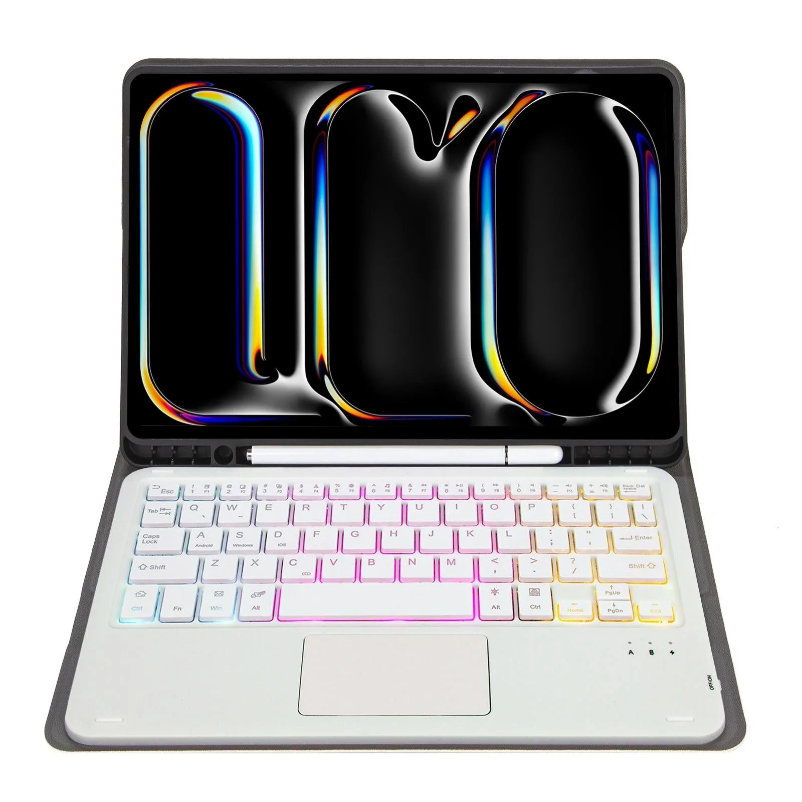 11 Lambskin Texture Bluetooth Keyboard Tablet Case With Pen Slot For Ipad Pro 2024