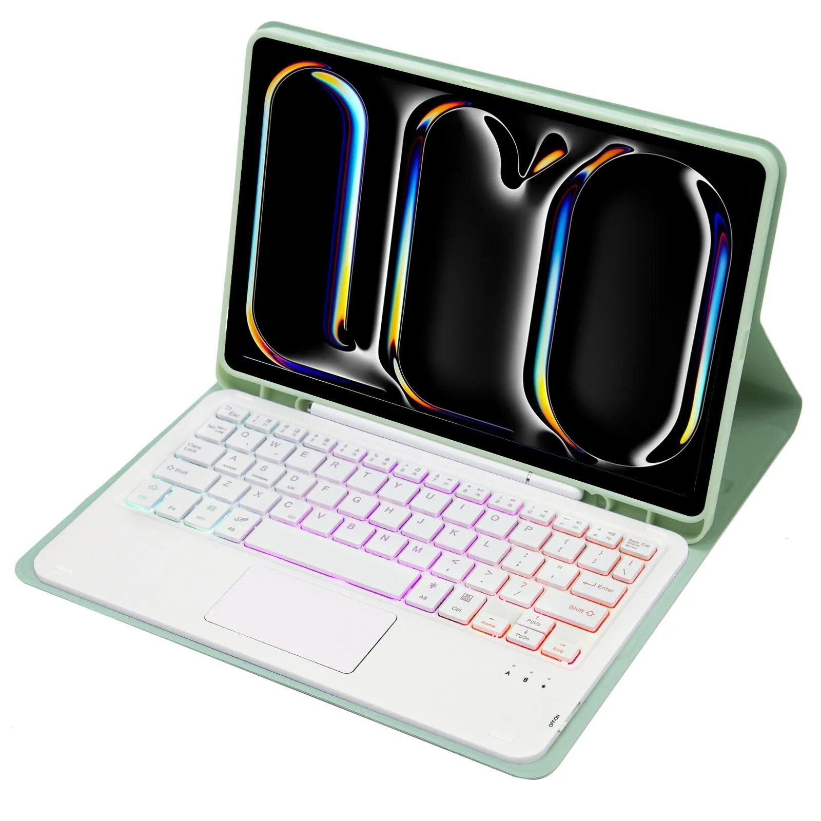 11 Lambskin Texture Bluetooth Keyboard Tablet Case With Pen Slot For Ipad Pro 2024