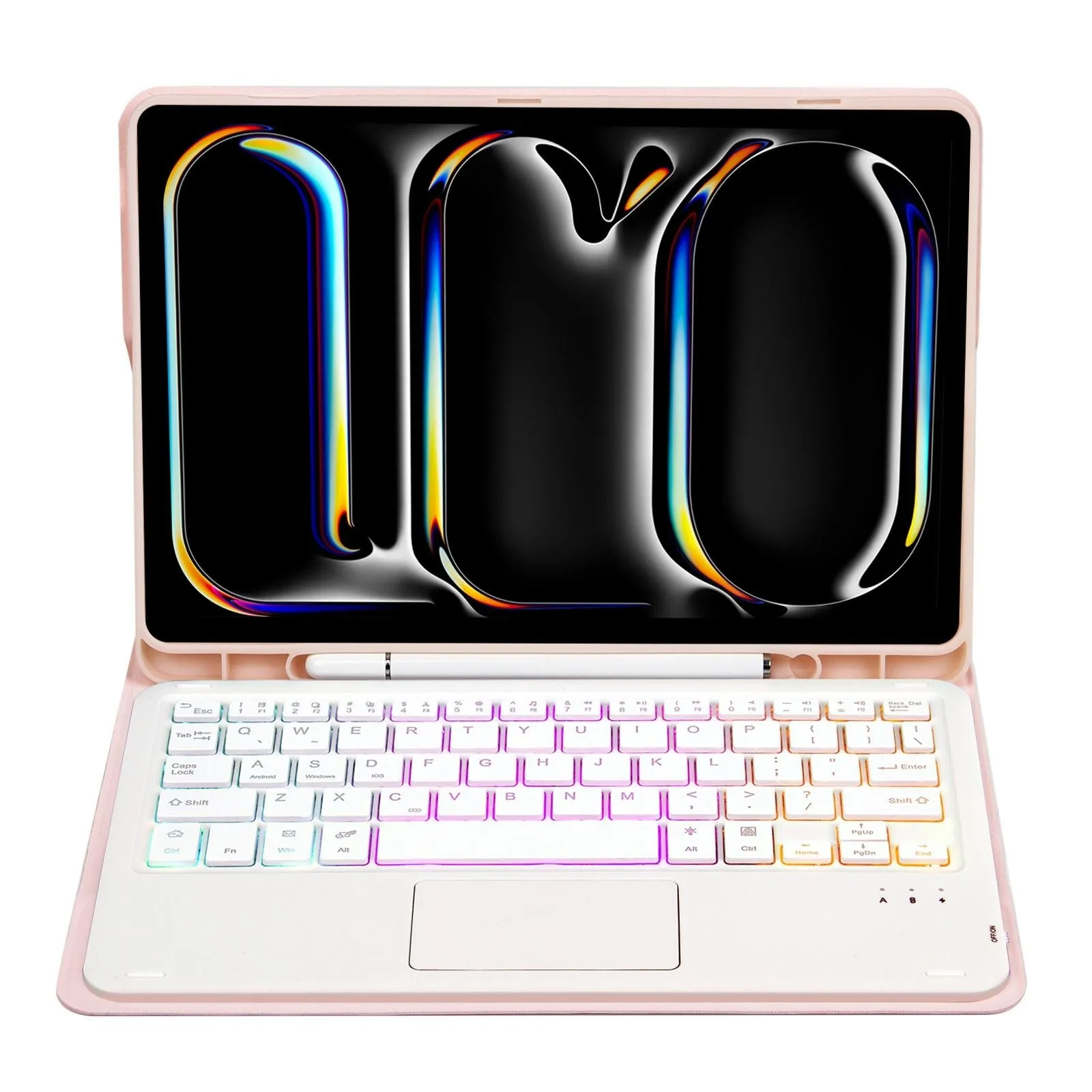 11 Lambskin Texture Bluetooth Keyboard Tablet Case With Pen Slot For Ipad Pro 2024