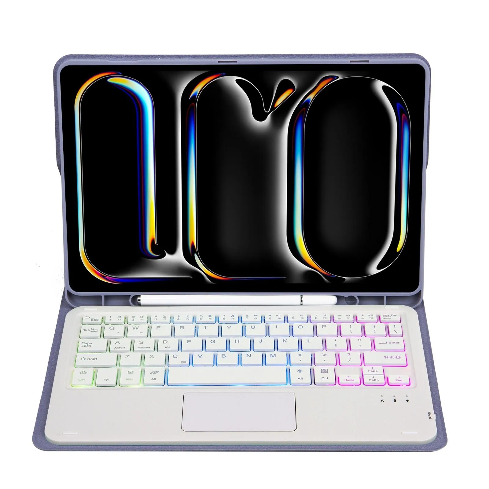 11 Lambskin Texture Bluetooth Keyboard Tablet Case With Pen Slot For Ipad Pro 2024