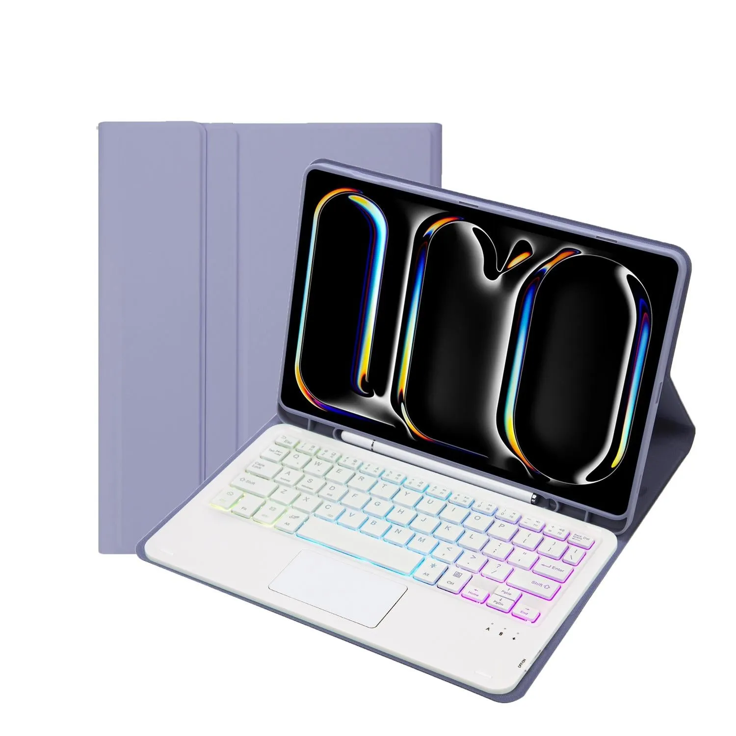 11 Lambskin Texture Bluetooth Keyboard Tablet Case With Pen Slot For Ipad Pro 2024