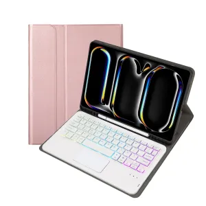 11 Lambskin Texture Bluetooth Keyboard Tablet Case With Pen Slot For Ipad Pro 2024