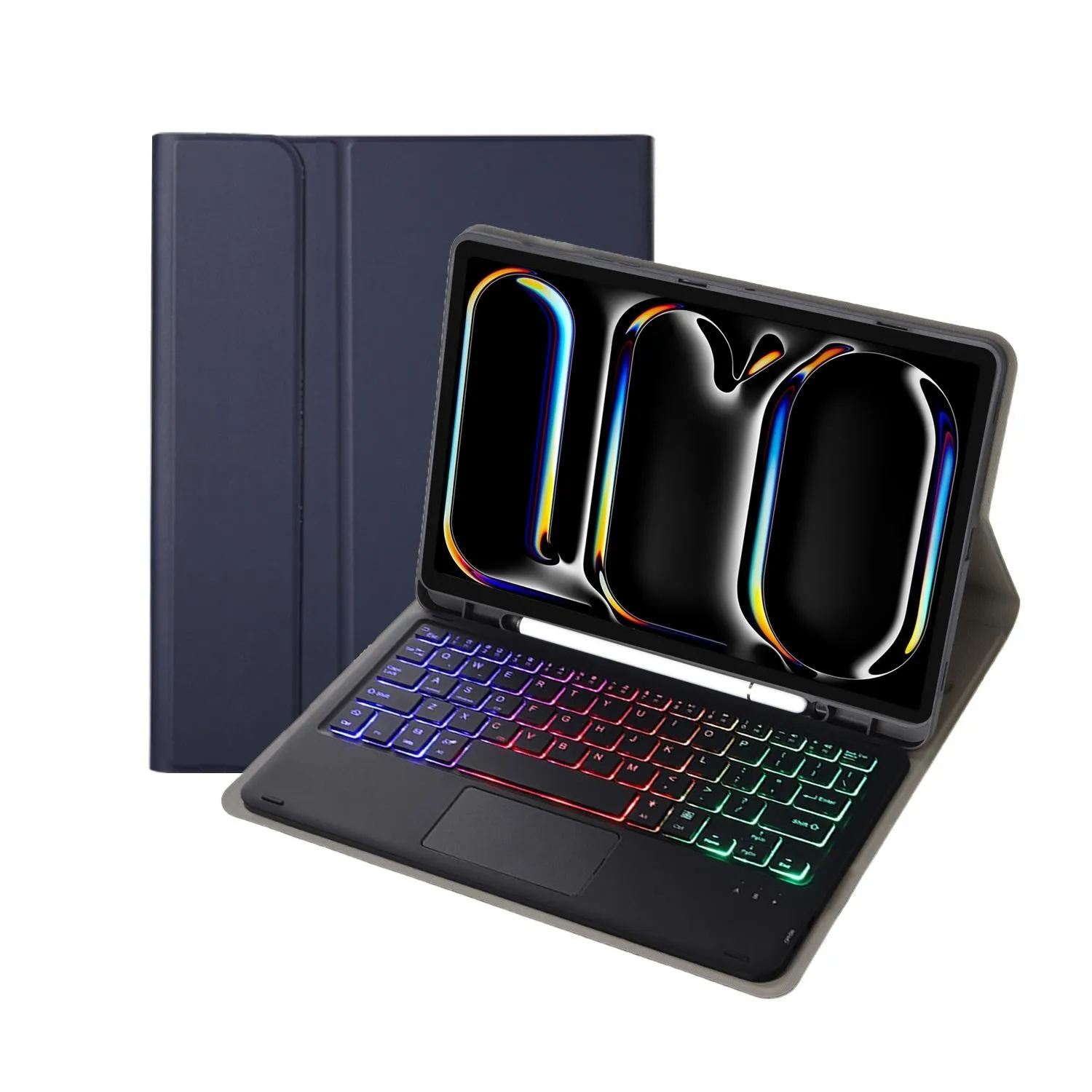 11 Lambskin Texture Bluetooth Keyboard Tablet Case With Pen Slot For Ipad Pro 2024