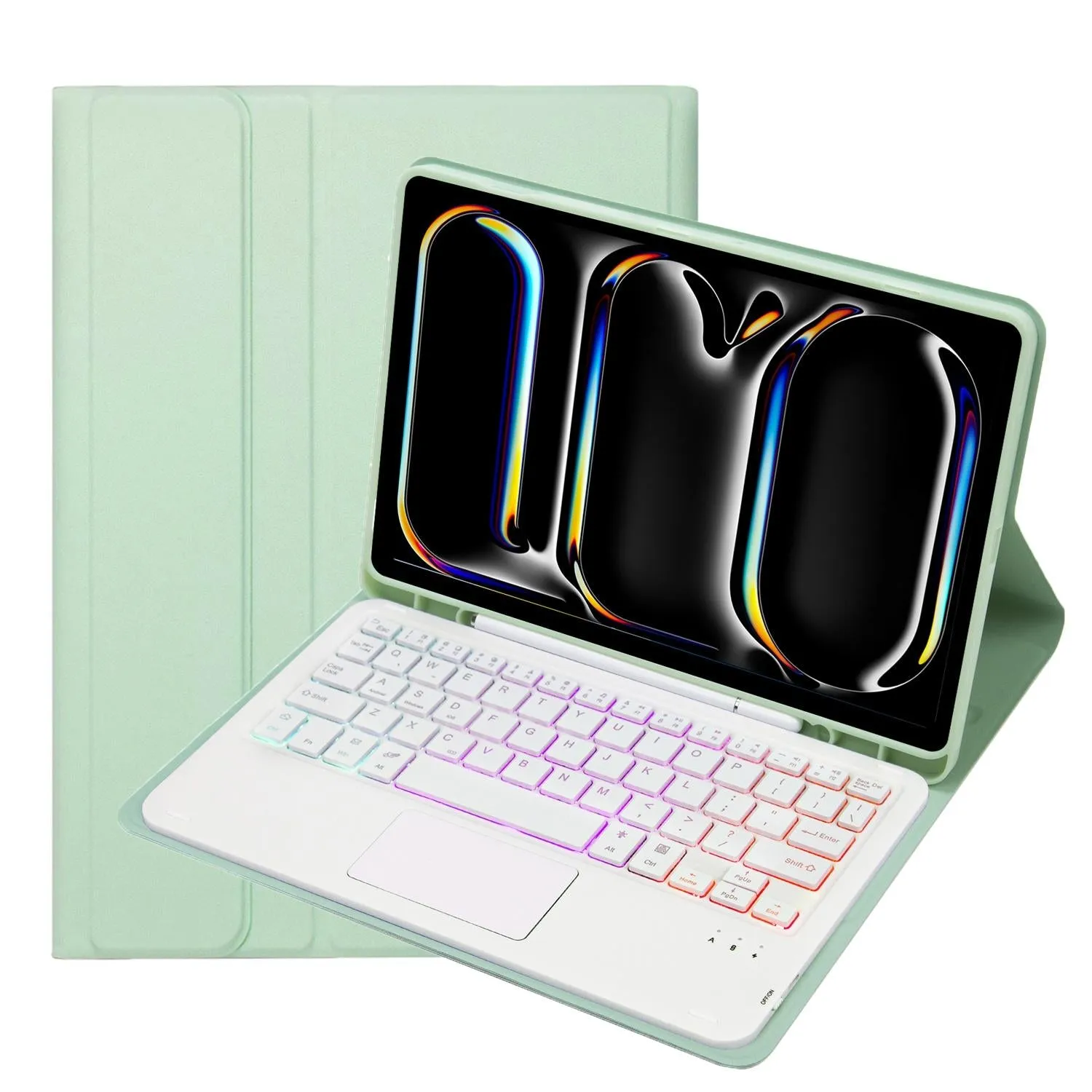 11 Lambskin Texture Bluetooth Keyboard Tablet Case With Pen Slot For Ipad Pro 2024
