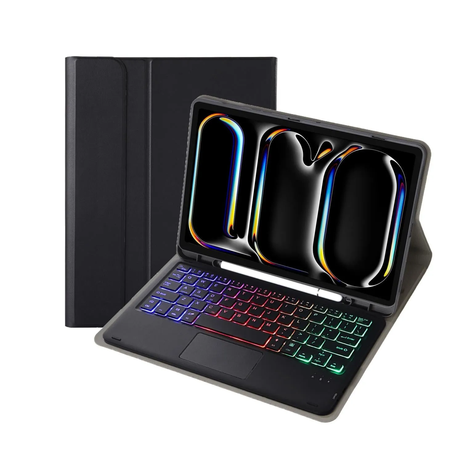 11 Lambskin Texture Bluetooth Keyboard Tablet Case With Pen Slot For Ipad Pro 2024