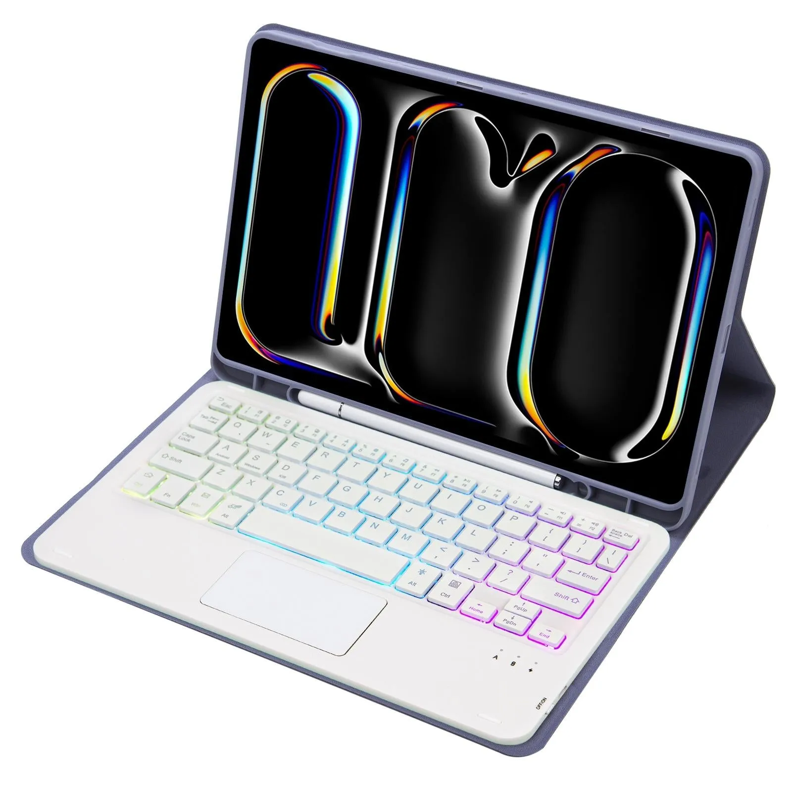 11 Lambskin Texture Bluetooth Keyboard Tablet Case With Pen Slot For Ipad Pro 2024