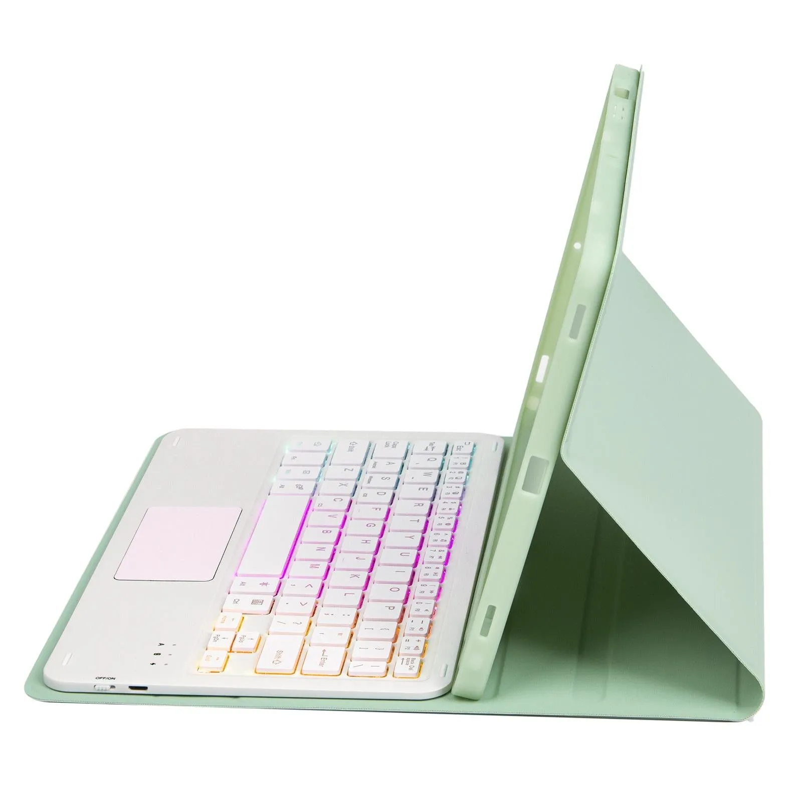 11 Lambskin Texture Bluetooth Keyboard Tablet Case With Pen Slot For Ipad Pro 2024
