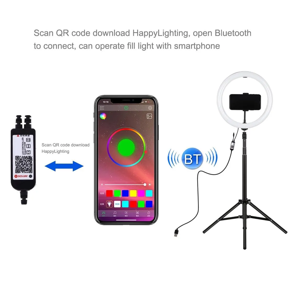 11.8 Rgbw Led Ring Light Kit with Mount & Remote