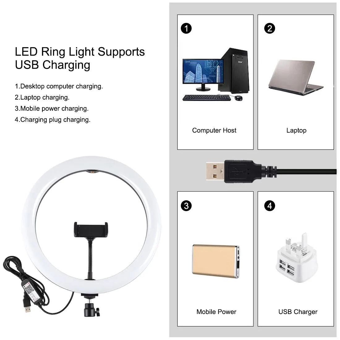 11.8 Rgbw Led Ring Light Kit with Mount & Remote