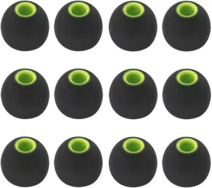 12PCS Medium Size Replacement Eartips Eargels Earpads Ear Tips Gels Bud for Powerbeats Pro, BeatsX, Senso, TOZO, Sony & Other Inner Hole 3.8mm Earbud in-Ear Headphones,Black-Green,M