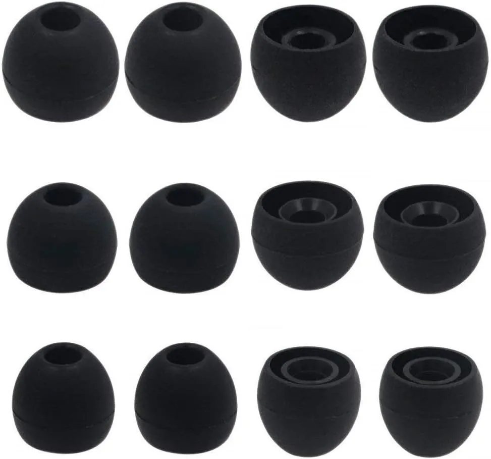 12PCS S/M/L Replacement Eartips Ear Buds Ear Tips Ear Gels Earpads Silicone Buds for Powerbeats Pro, BeatsX, Senso, TOZO, Sony & Other Inner Hole 3.8mm Earbud in-Ear Headphones,Black,SML