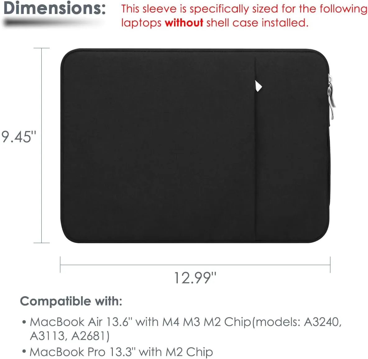 13-Inch Laptop Sleeve Case with Handle for 2025-2022 MacBook Air 13.6" with M4 M3 M2 Chip (A3240 & A3113 & A2681) & for MacBook Pro 13.3"(M2) Travelling Carrying Canvas Bag Protective Accessory(Black)