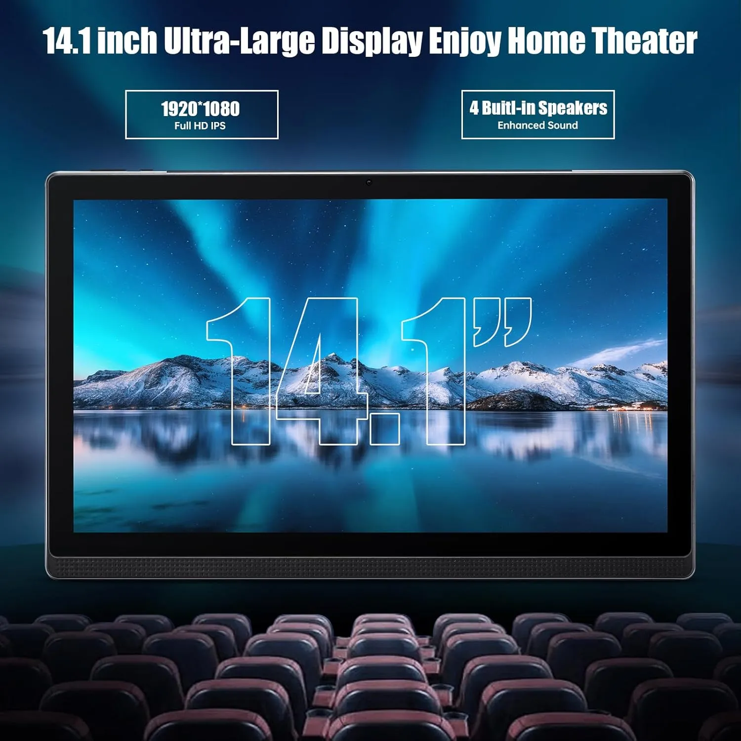 14.1 Inch Large Tablet, Android 13 Computer Tablets, 1920 * 1080 IPS HD Display, WiFi5, Large Screen Tablet 2025, 6GB 128GB 1TB TF Card Expand, 10000mAh Battery for Work/Study