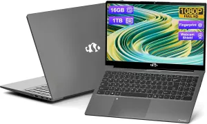 15.6 FHD Laptop, Win 11 Laptop Intel 12th Gen N100(Beat i3 1115G4), 16GB RAM 1TB SSD, WiFi 6, BT5.2, USB3.0, Type_C, Laptop Computer with Fingerprint Login Backlit Keyboard for Student and Business