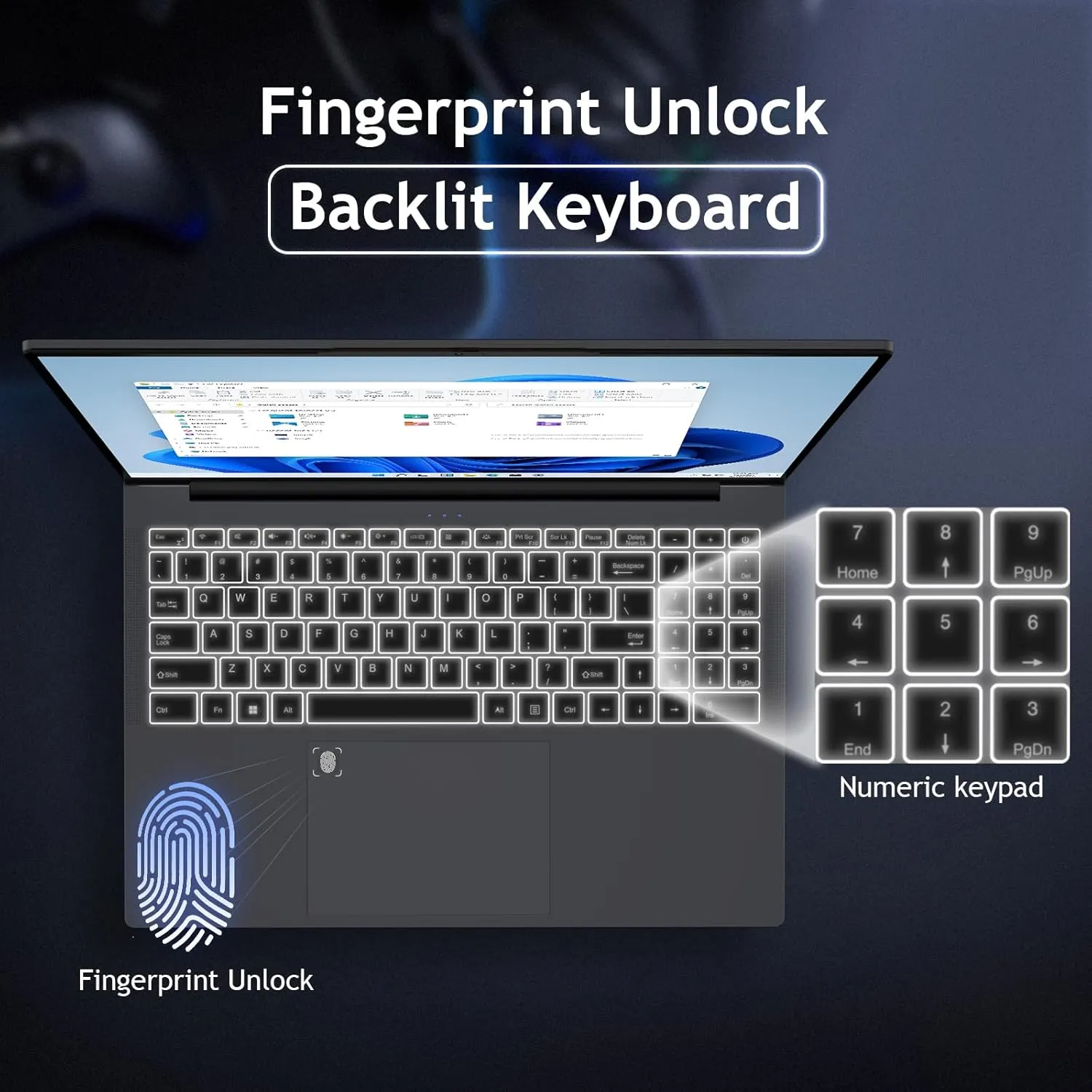 16" Business Laptop, AMD Ryzen 3 3250U Processor, Up to 3.5GHz, 8GB RAM, 512GB SSD, Fingerprint Unlock, Backlight Keyboard, Secure Webcam, 57Wh Battery, USB-C PD, Win 11 Pro Laptops, Gray