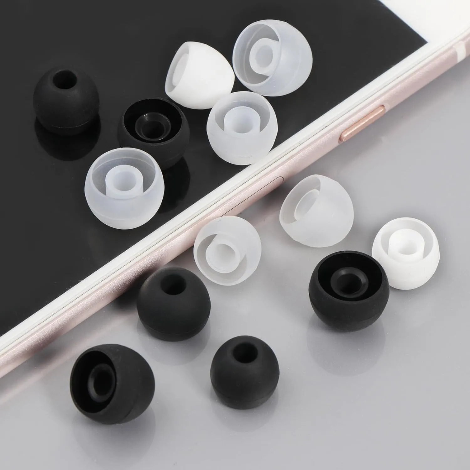 18pcs/ Soft Silicone Ear Tip Replacement Earbuds for in-Ear Headphones Earphones Access Black Colorless Clear