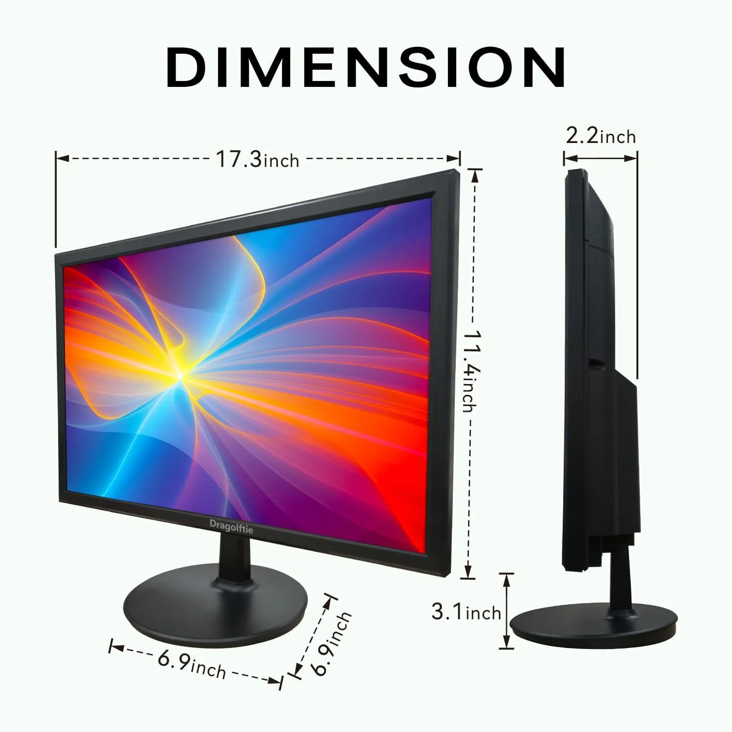 19 Inch PC Desktop Monitor 1440x900, Dual Built-in Speakers, 60Hz, 5ms, Computer Display Low-Blue Light LED Monitors, HDMI, VGA, VESA Mountable Business Screen, Black