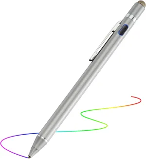 2-in-1 Active Stylus Digital Pen with 1.5mm Ultra Fine Tip for iPad iPhone Samsung Tablets, Work on Touchscreen Phones and Tablets,Good at Drawing and Writing, Grey
