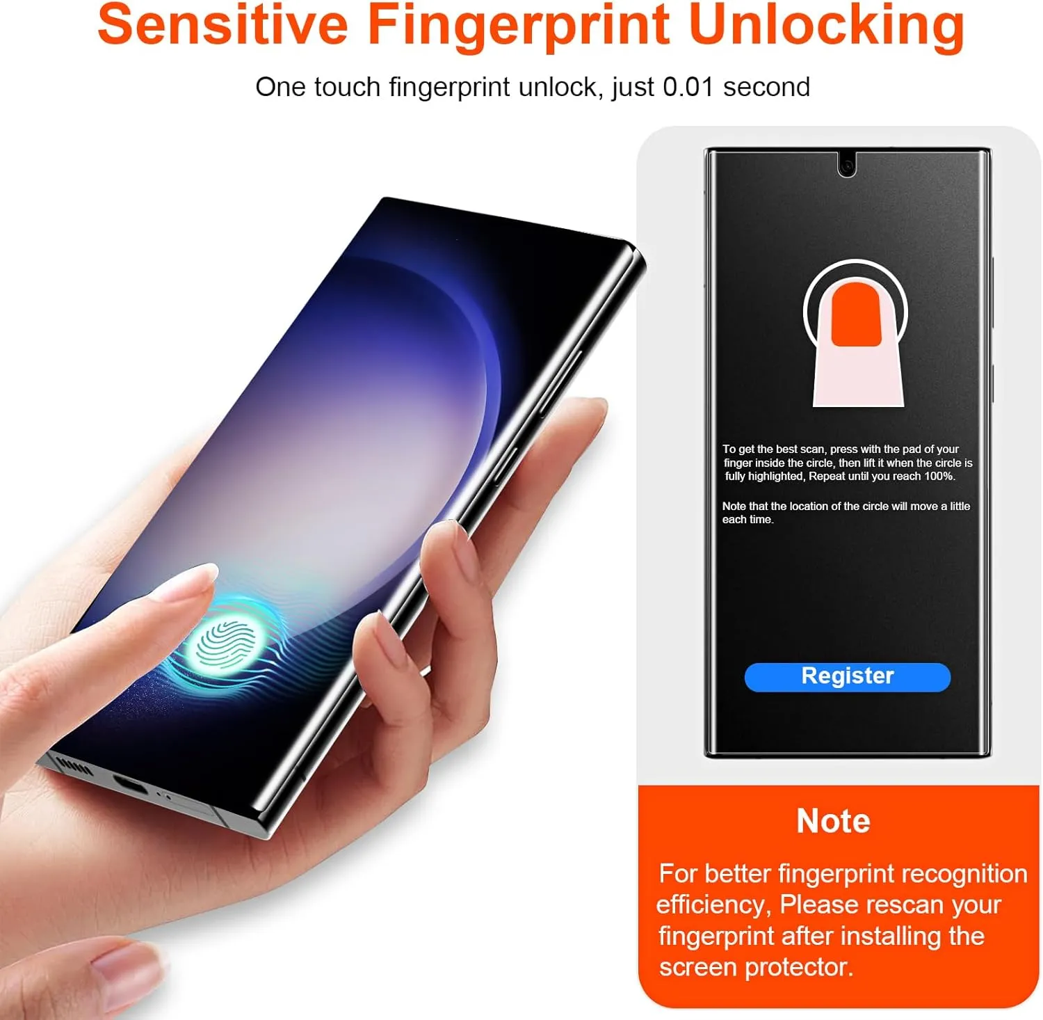 2 Pack 4 Way 360  Matte Privacy Screen Protector for Samsung Galaxy S23 Ultra 6.8 Inch[Not Glass], Anti-Scratch, Anti-Glare, Support fingerprint