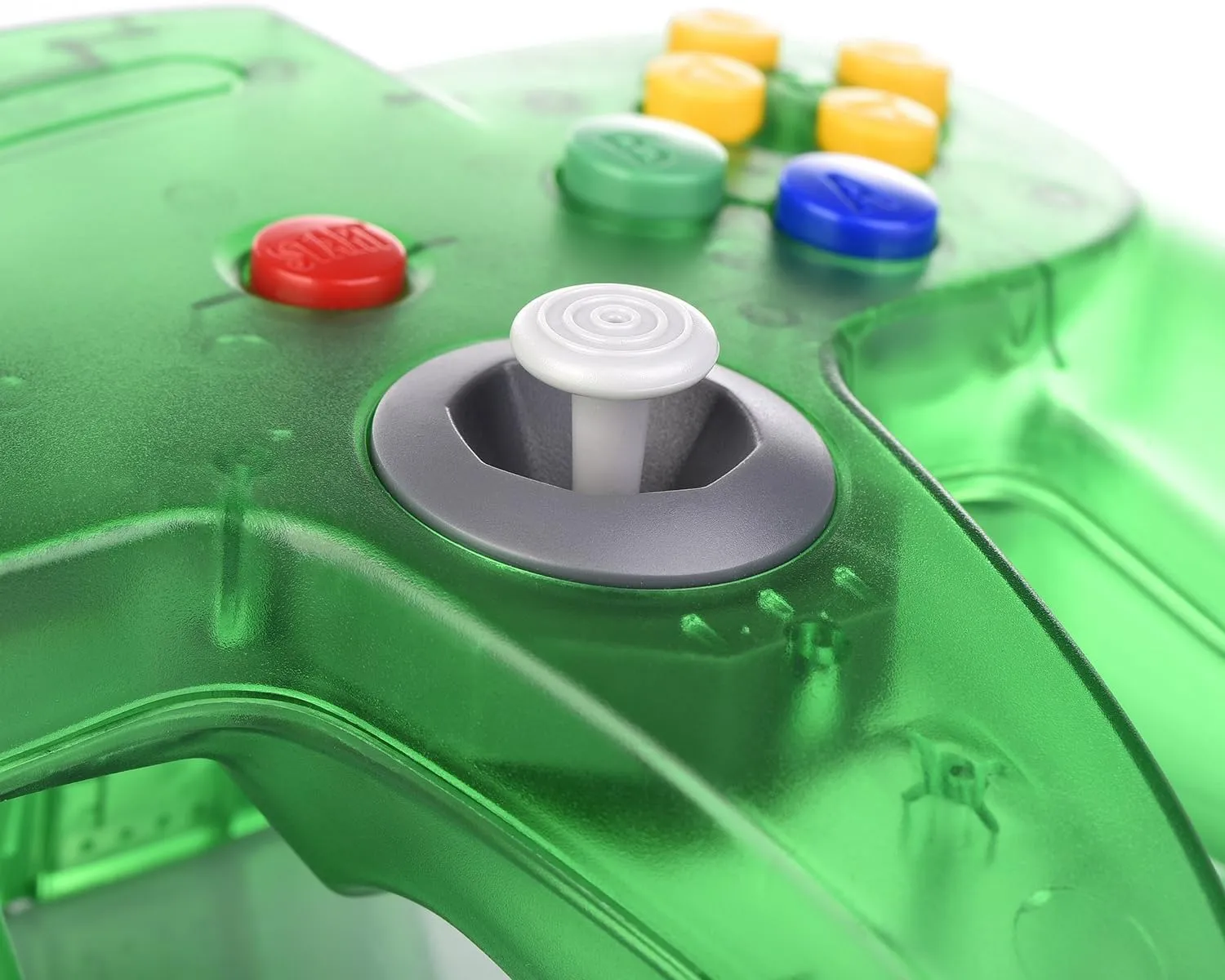 2 Pack Classic N64 Controller, Wired USB PC Game Pad Joystick, Bit USB Wired Game Stick Joy Pad Controller for Windows PC, MAC, Linux, Raspberry Pi 3, Sega Genesis (Clear Green/Clear Red)