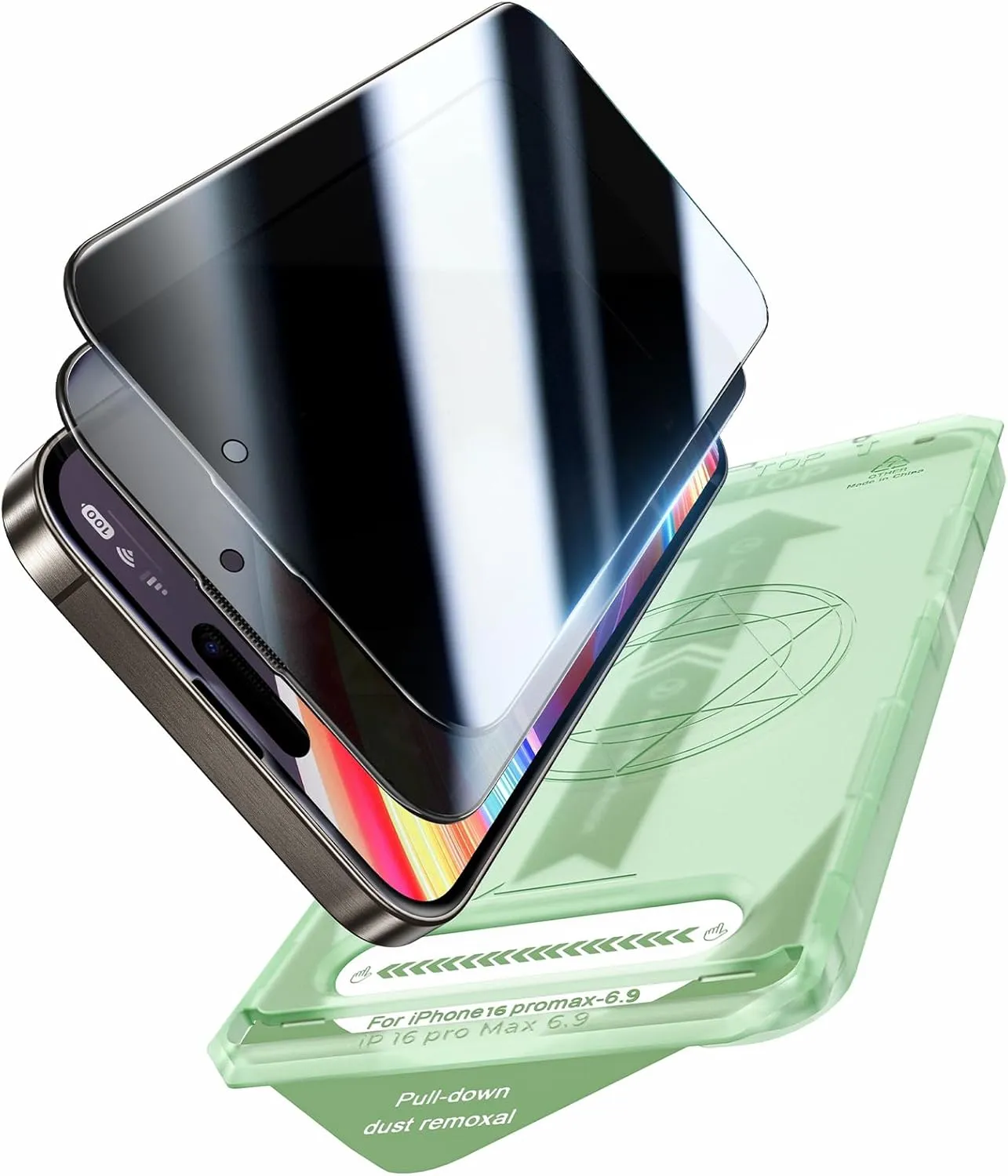 2 PACK for iPhone 16 Pro Max Privacy Screen Protector 6.9 Inch, 10s Auto Dust-Elimination Installation, 100% Anti Spy, 9H Tempered Glass, Scratch Resistant, Full Edge Coverage