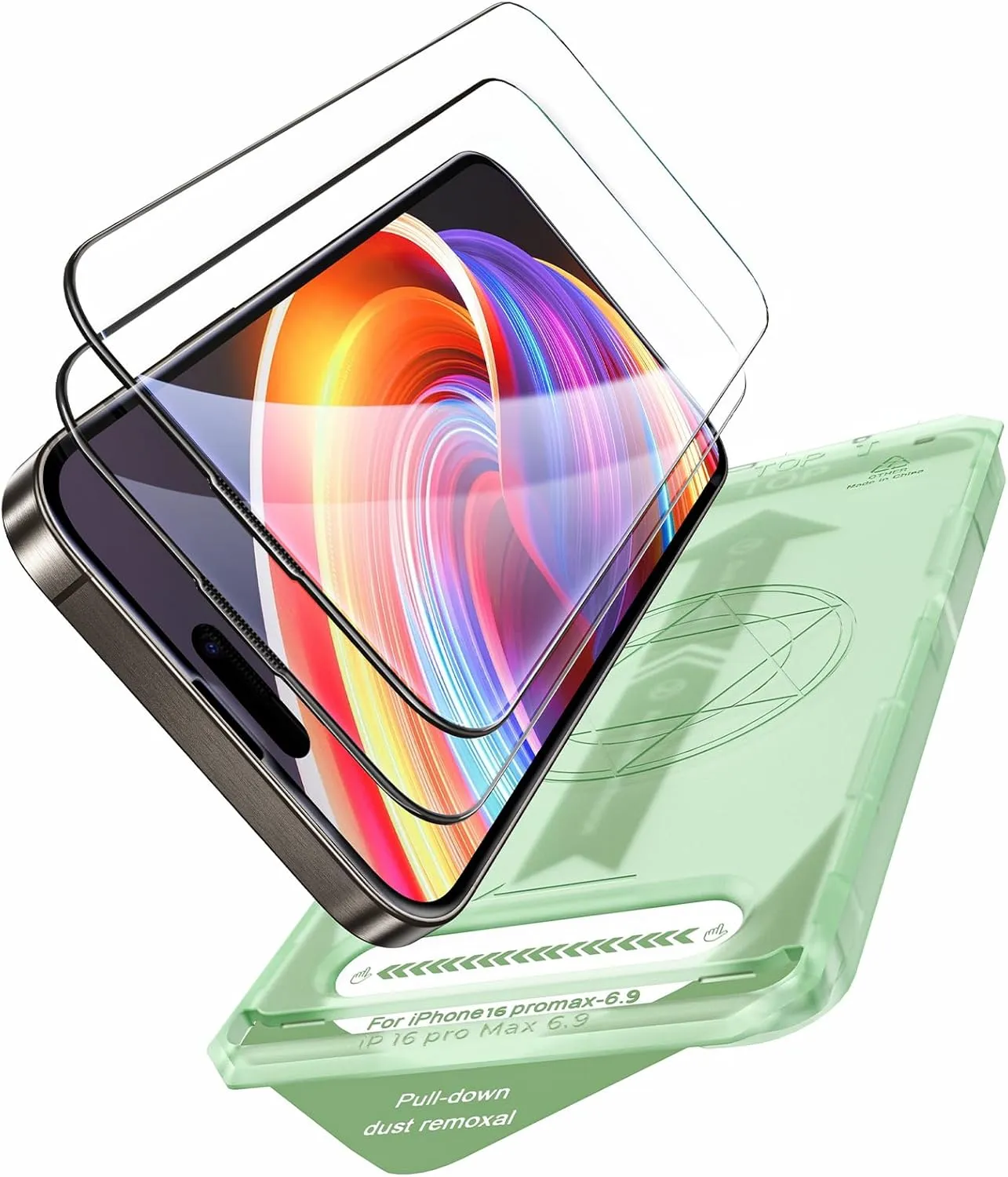 2 PACK for iPhone 16 Pro Max Screen Protector 6.9 Inch, 10s Auto Dust-Elimination Installation, 9H Tempered Glass, HD Clear, Scratch Resistant, Full Edge Coverage