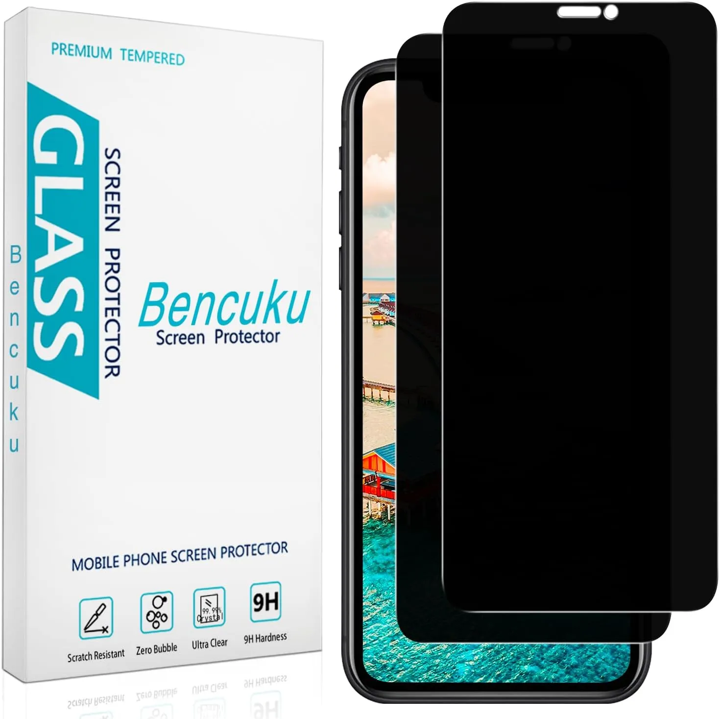 (2 Pack) Privacy Screen Protector for Apple iPhone 11, iPhone XR 6.1 Inch Anti Spy Tempered Glass, Anti Scratch, Bubble Free