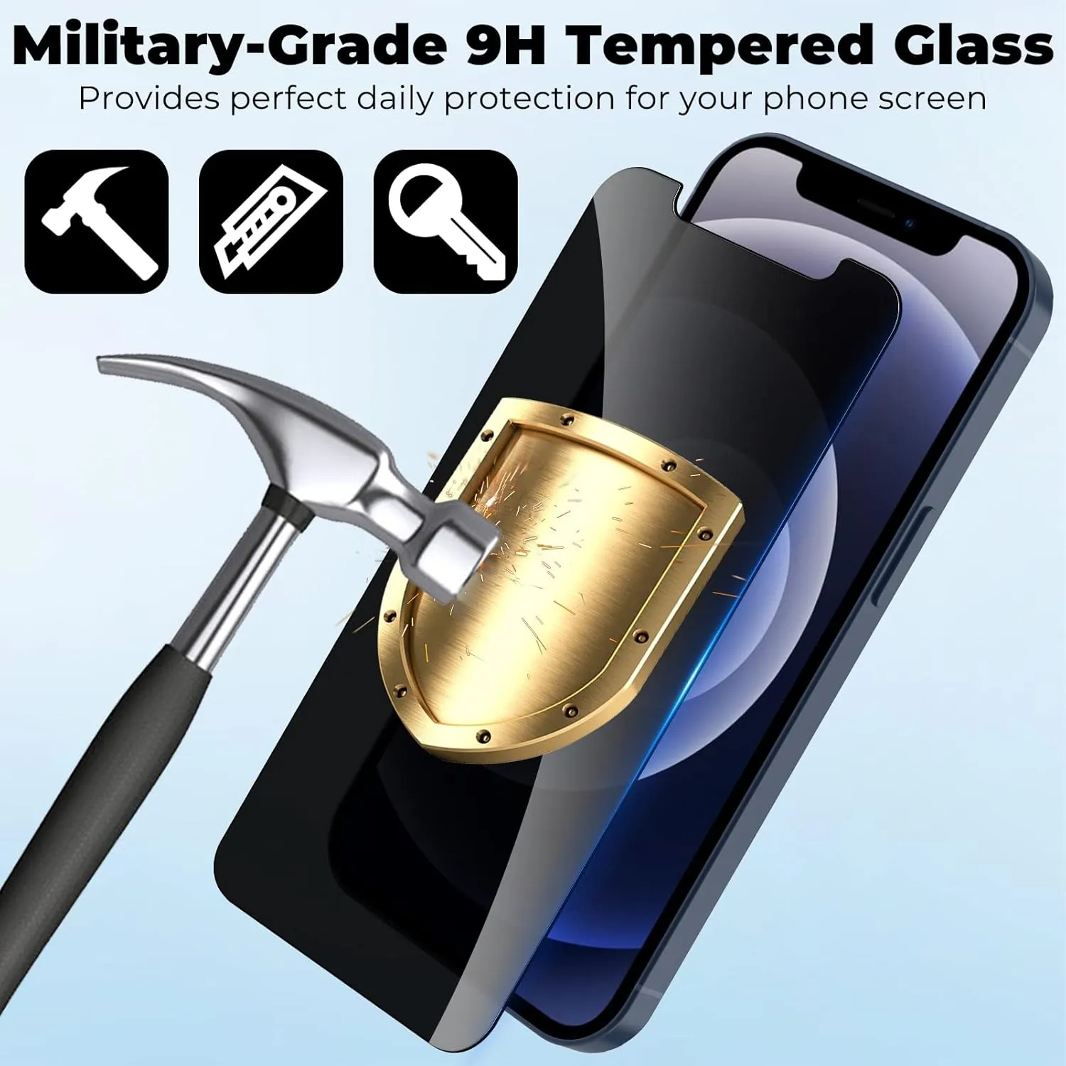 2 Pack Privacy Screen Protector for iPhone 12/12 Pro 6.1 inch, Anti-Spy Screen Protector Tempered Glass Film Shatterproof/Anti-Scratch/Touch Sensitive/No Air Bubbles/Easy to Install