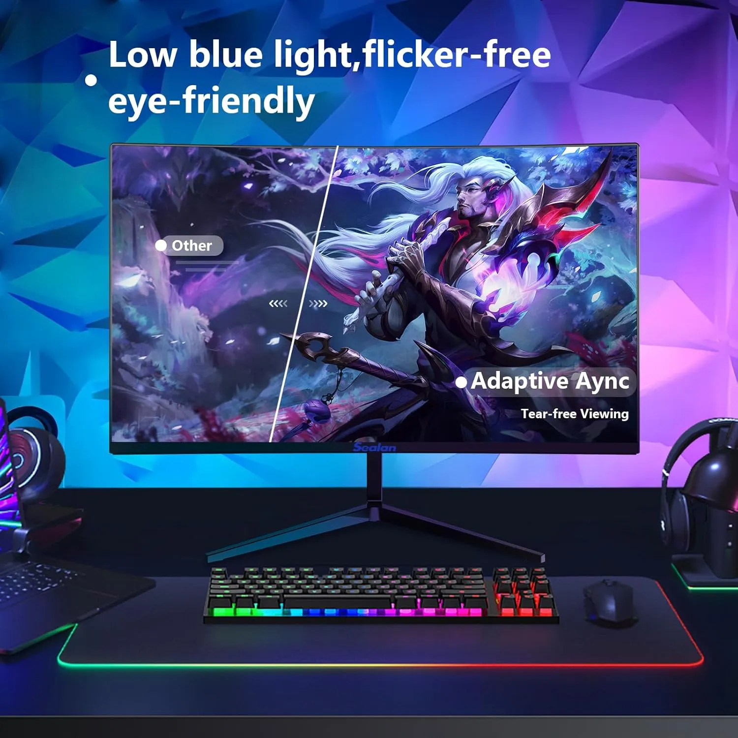 24 inch Curved Gaming Computer Monitor FHD 1920x1080p 100Hz Refresh Rate 16:9 Aspect Ratio Free Sync Ergonomic Tilt Home Office Visual Experience for Work Play Support Wallmount (75x75mm)