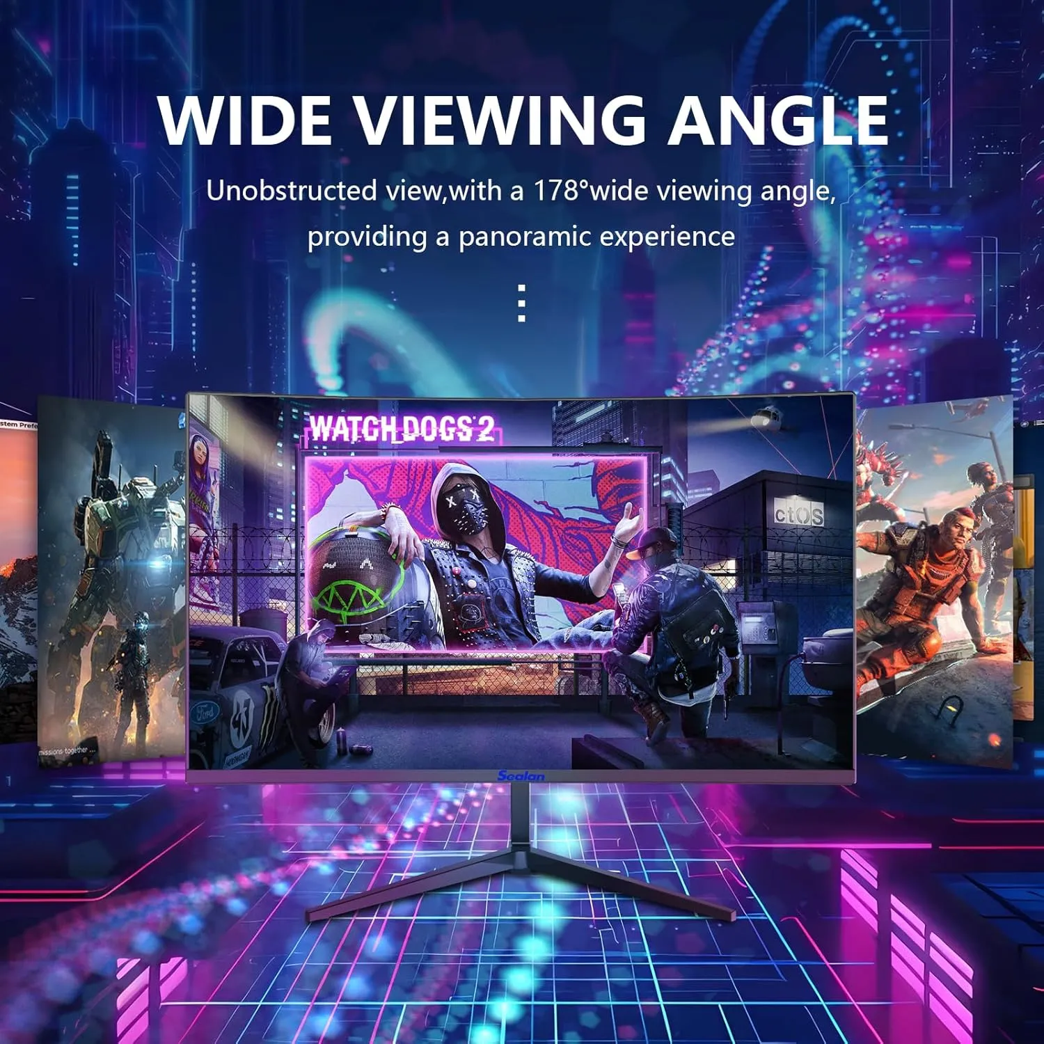 24 inch Curved Gaming Computer Monitor FHD 1920x1080p 100Hz Refresh Rate 16:9 Aspect Ratio Free Sync Ergonomic Tilt Home Office Visual Experience for Work Play Support Wallmount (75x75mm)