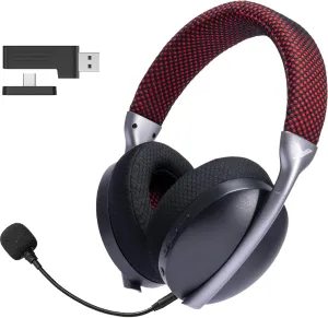 2.4GHz Wireless Gaming Headset for PS5, PS4,Switch,PC, Noise Canceling Mic, 15ms Low Latency, USB &Type C Adapter,35H Battery,3D Surround Sound Bluetooth5.3 Headphone for Phone, Mac, Laptop (Red)
