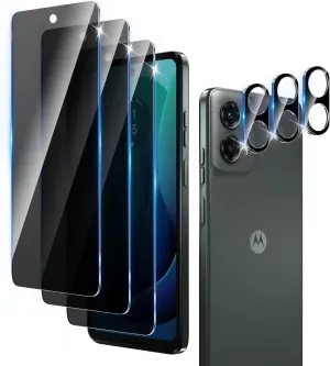 3 3 Pack Privacy Screen Protector Designed for Motorola Moto G 5G 2024 With 3 Pack Camera Lens Protector,Full Coverage Anti-Spy Tempered Glass Film,9H Hardness,Bubble Free,Easy to Install