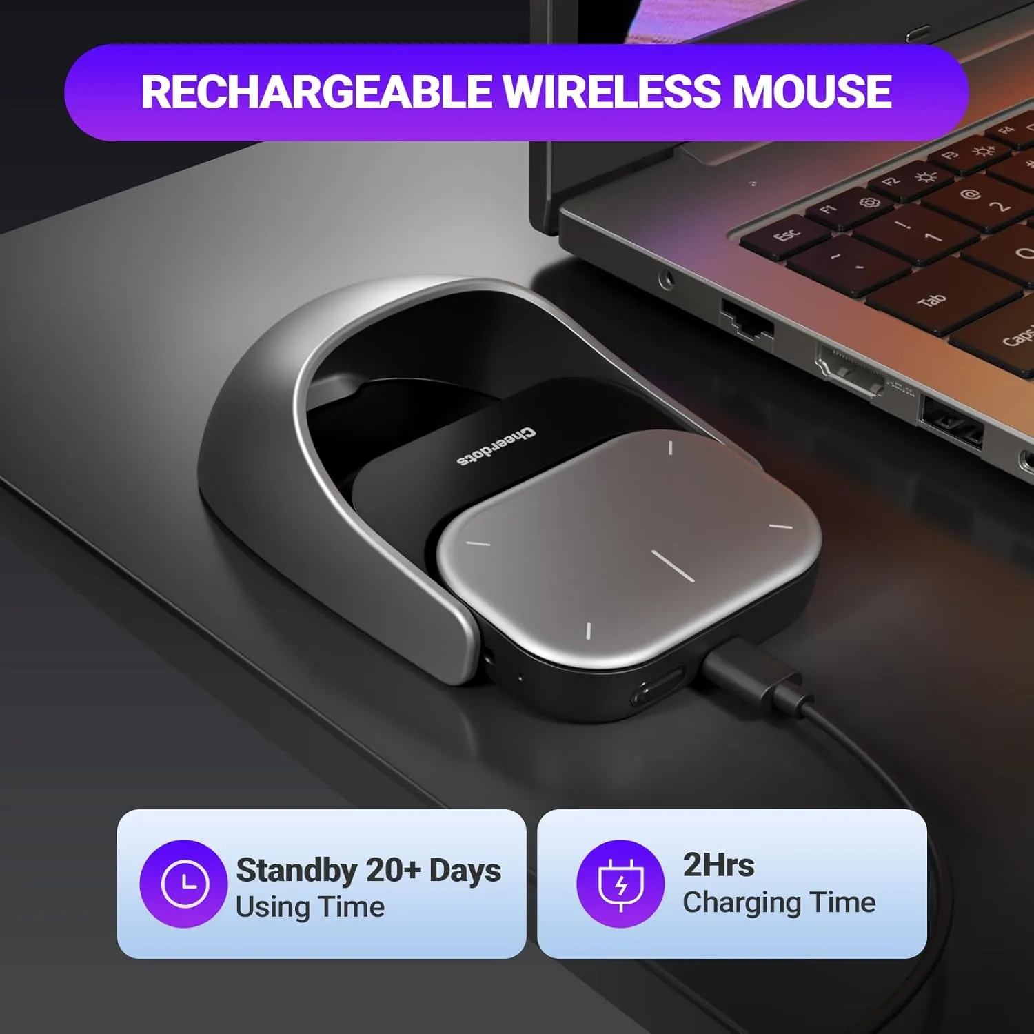 3 in 1 Wireless Mouse & Presentation Clicker, Magnetic Detachable Touchpad Air Mouse, Wireless Presenter Remote for PowerPoint Slide, Ultra-Lightweight, Compatible With PC /Mac/Windows (Basic, Silver)
