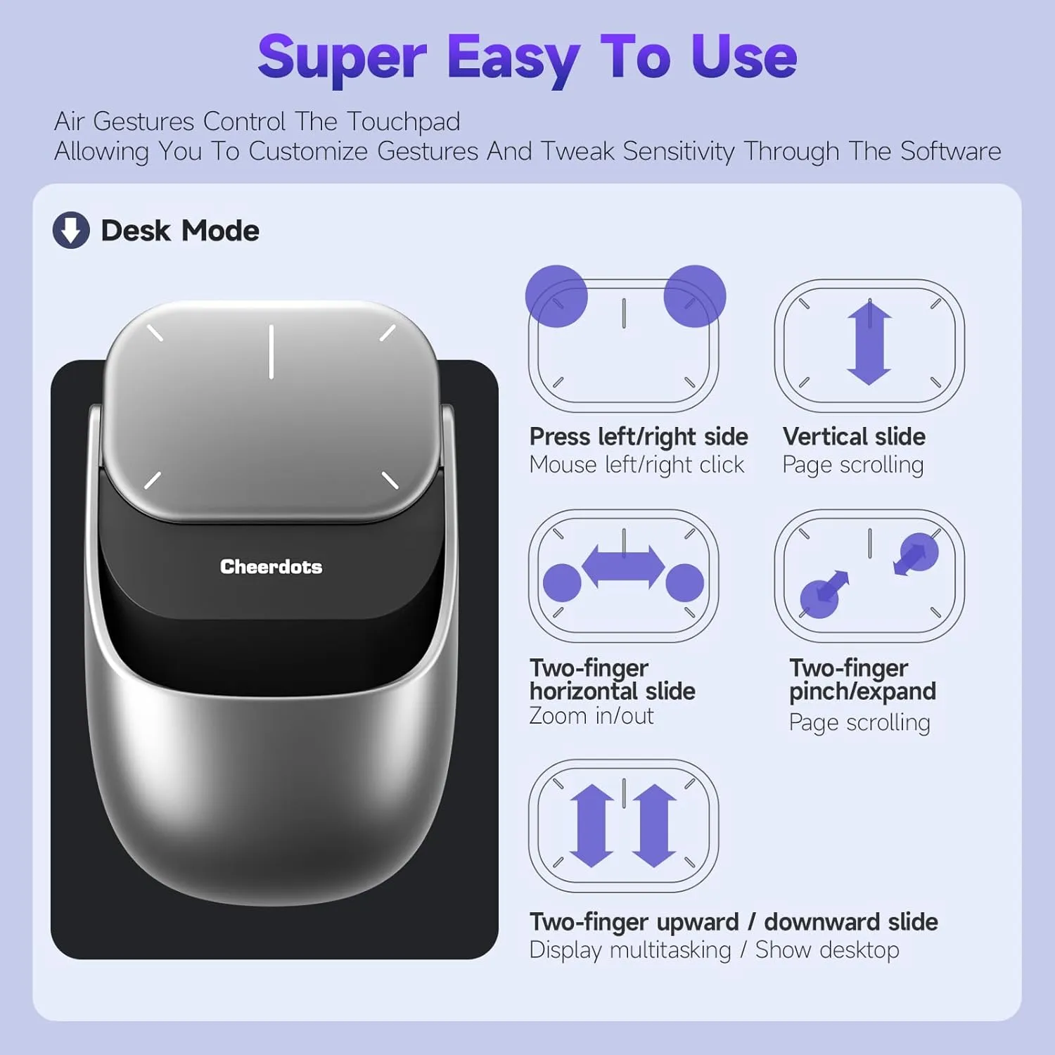 3 in 1 Wireless Mouse & Presentation Clicker, Magnetic Detachable Touchpad Air Mouse, Wireless Presenter Remote for PowerPoint Slide, Ultra-Lightweight, Compatible With PC /Mac/Windows (Basic, Silver)
