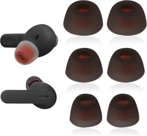 3 Pairs Silicone Ear Tips Earphone Tips Replacement Eartips Earbuds Compatible with Tune 230NC TWS / T230NC Earphones Earbuds Soft Silicone Earbuds Tips Set (S/M/L, Black)