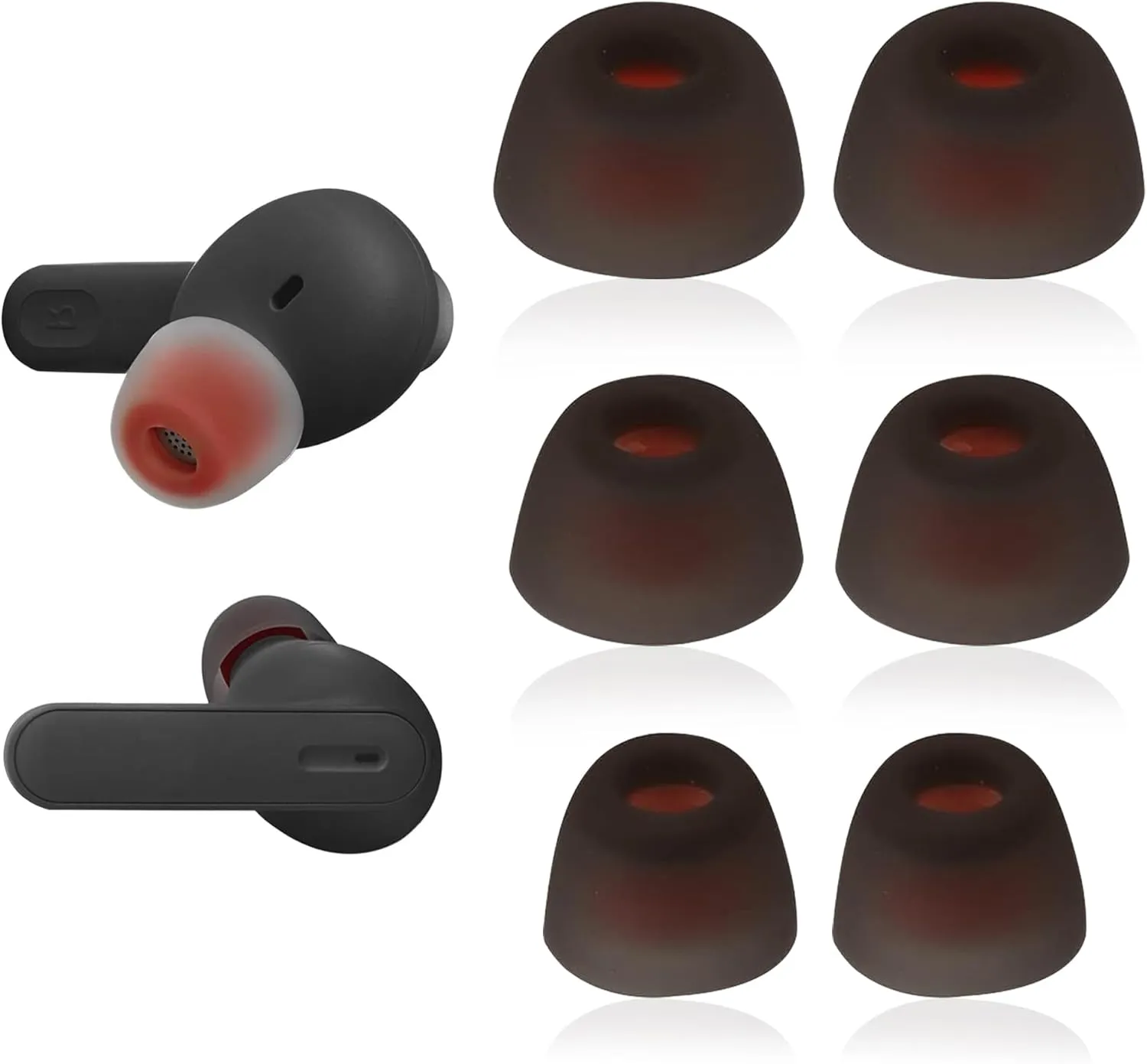 3 Pairs Silicone Ear Tips Earphone Tips Replacement Eartips Earbuds Compatible with Tune 230NC TWS / T230NC Earphones Earbuds Soft Silicone Earbuds Tips Set (S/M/L, Black)