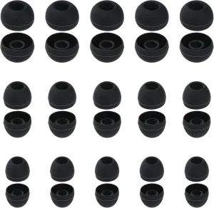 30 Pcs Silicone Replacement Earbud, Ear Buds Tips Headphone Earpads Soft Silicone Ear Tips Ear Bud Tips Replacement in S/M/L Sizes Earphone Cover Fit Most Headphones (Black)